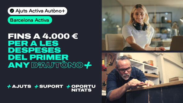 Activa Autòno+ ofereix ajuts econòmics de fins a 4.000 euros per alleujar les despeses de les persones autònomes durant el primer any d’activitat. 